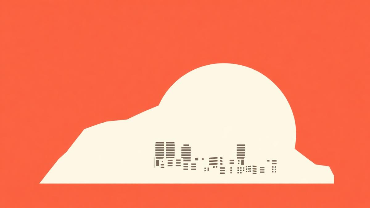 Ilustración del Peñón de Gibraltar con edificios de apartamentos